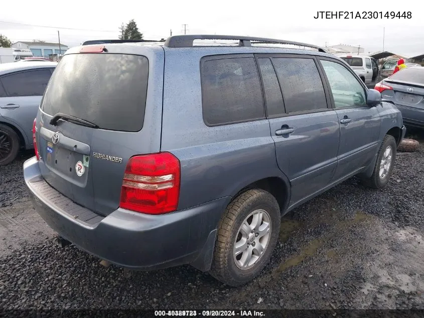 2003 Toyota Highlander V6 VIN: JTEHF21A230149448 Lot: 40389723