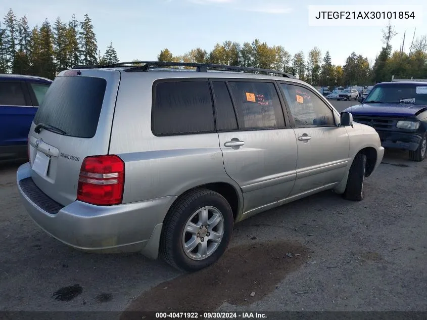 2003 Toyota Highlander V6 VIN: JTEGF21AX30101854 Lot: 40471922