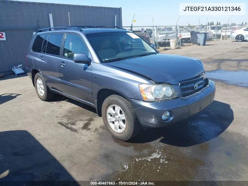 2003 Toyota Highlander Limited V6 VIN: JTEGF21A330121346 Lot: 40487663