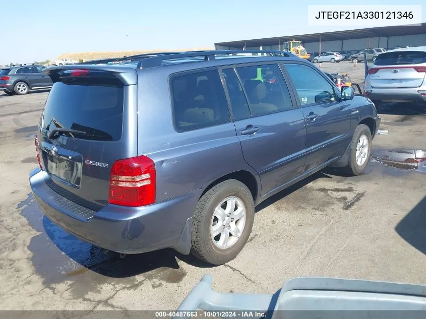 2003 Toyota Highlander Limited V6 VIN: JTEGF21A330121346 Lot: 40487663