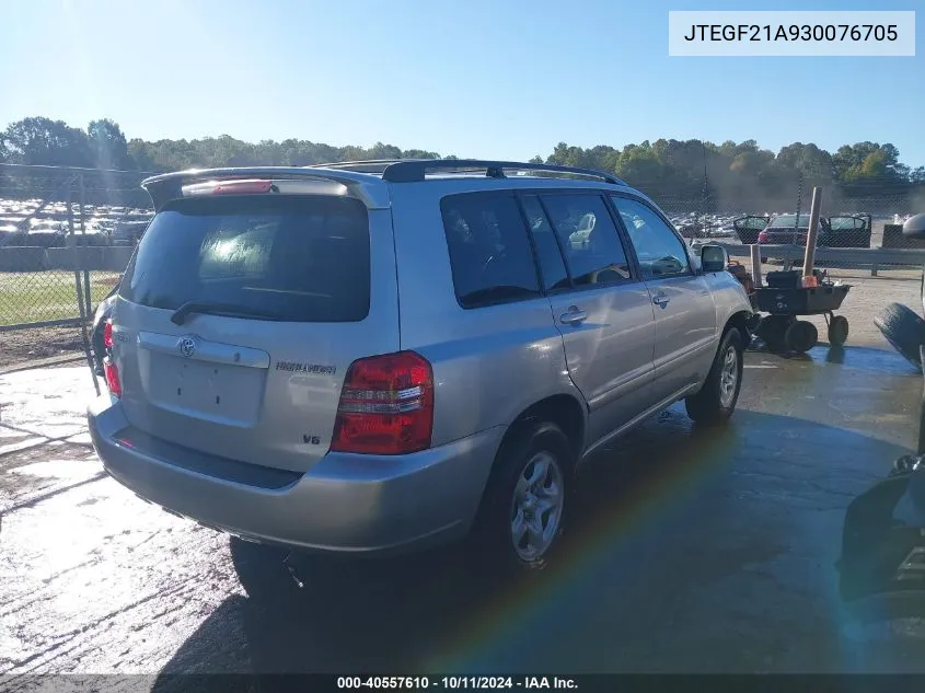 2003 Toyota Highlander Limited VIN: JTEGF21A930076705 Lot: 40557610