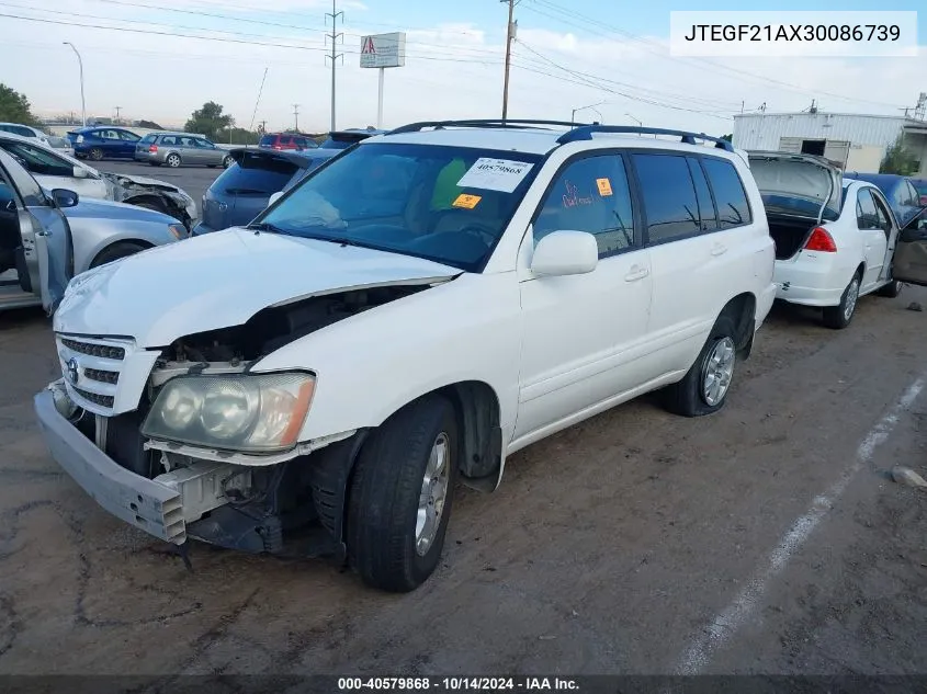 2003 Toyota Highlander Limited VIN: JTEGF21AX30086739 Lot: 40579868