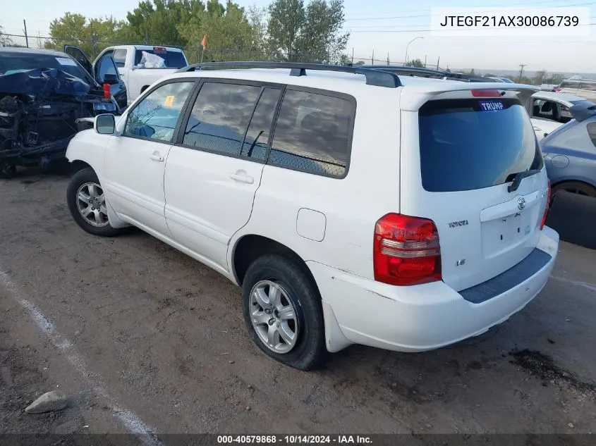 2003 Toyota Highlander Limited VIN: JTEGF21AX30086739 Lot: 40579868