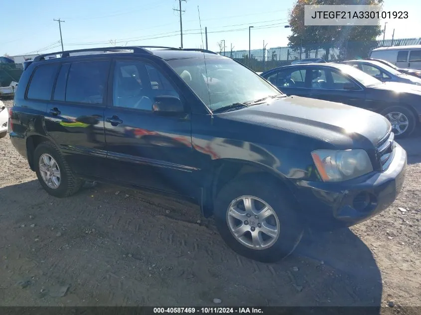 2003 Toyota Highlander V6 VIN: JTEGF21A330101923 Lot: 40587469