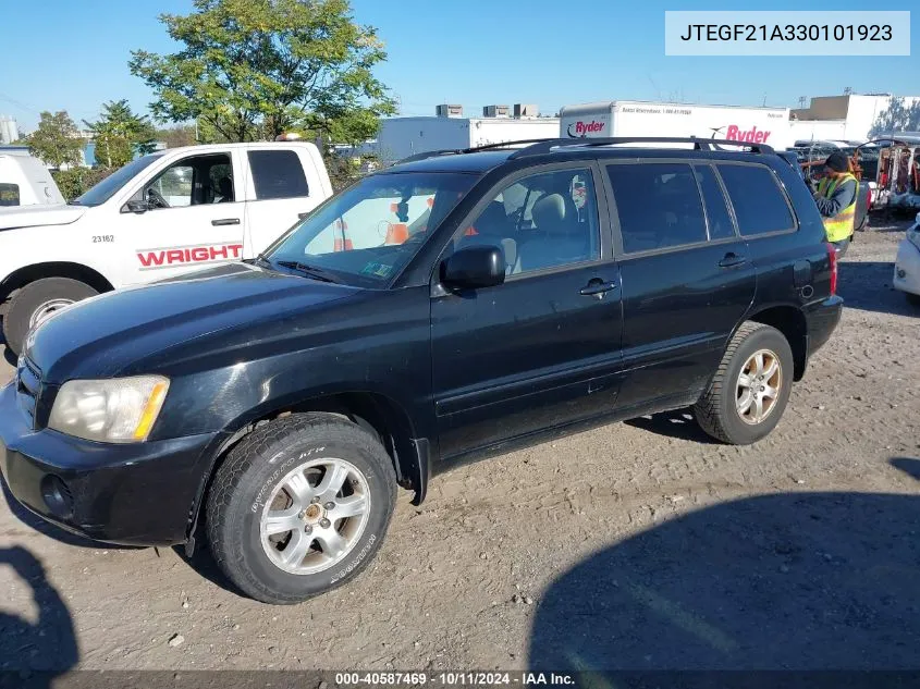 2003 Toyota Highlander V6 VIN: JTEGF21A330101923 Lot: 40587469