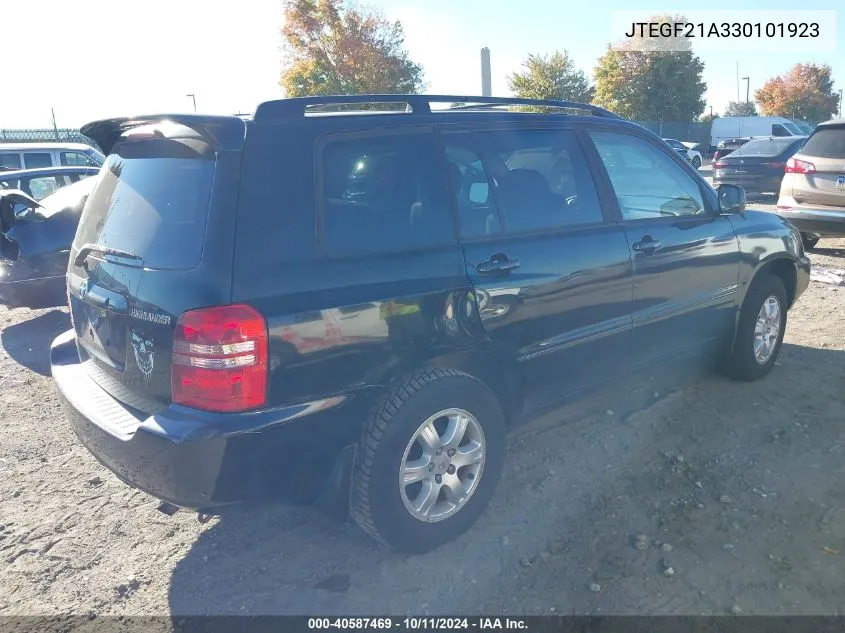 2003 Toyota Highlander V6 VIN: JTEGF21A330101923 Lot: 40587469