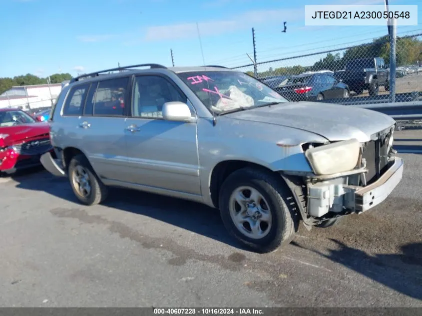 2003 Toyota Highlander VIN: JTEGD21A230050548 Lot: 40607228