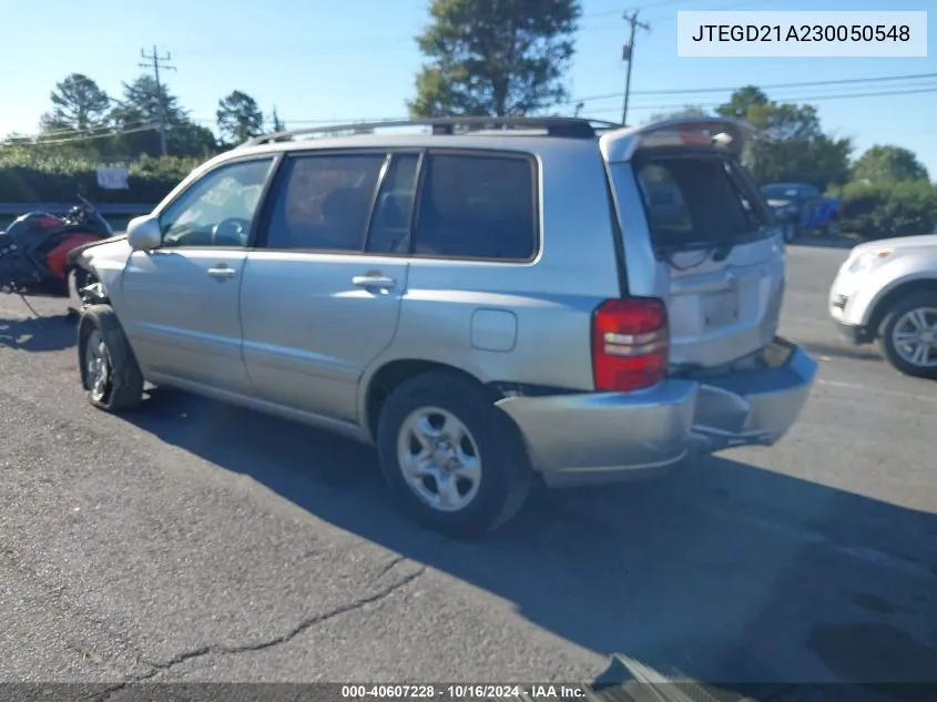 2003 Toyota Highlander VIN: JTEGD21A230050548 Lot: 40607228