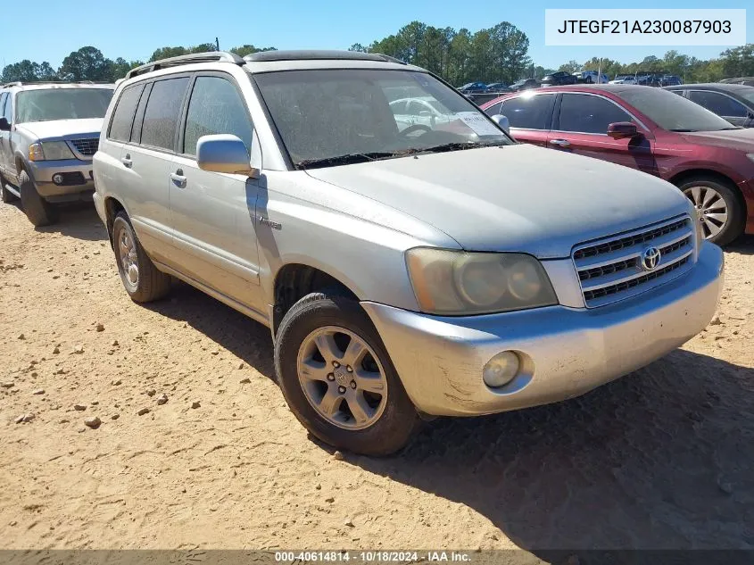 2003 Toyota Highlander Limited V6 VIN: JTEGF21A230087903 Lot: 40614814