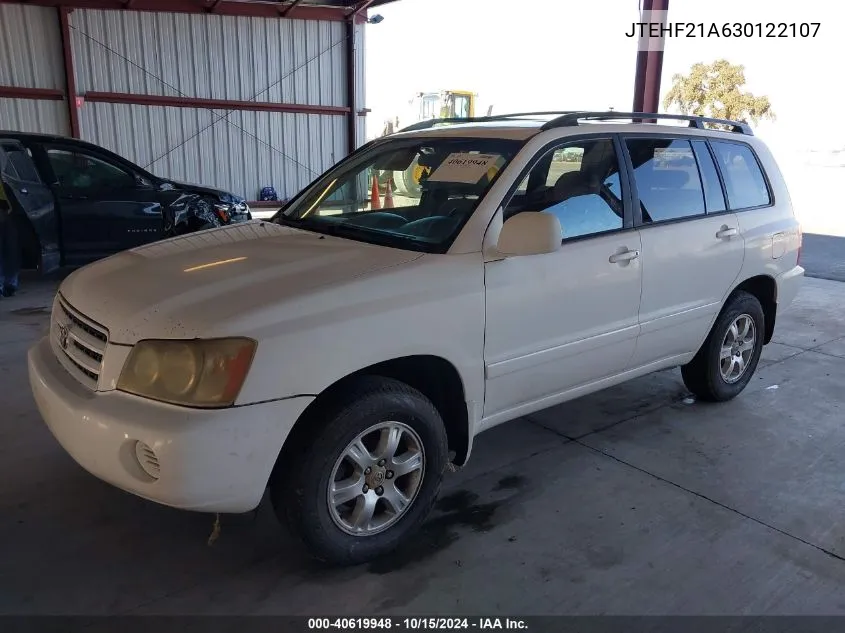 2003 Toyota Highlander V6 VIN: JTEHF21A630122107 Lot: 40619948