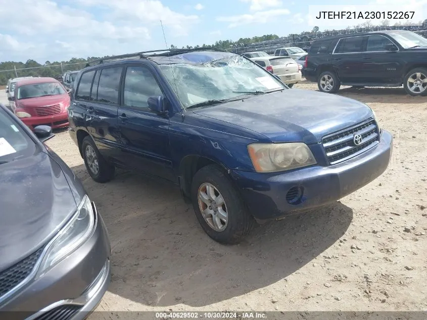 2003 Toyota Highlander V6 VIN: JTEHF21A230152267 Lot: 40629502