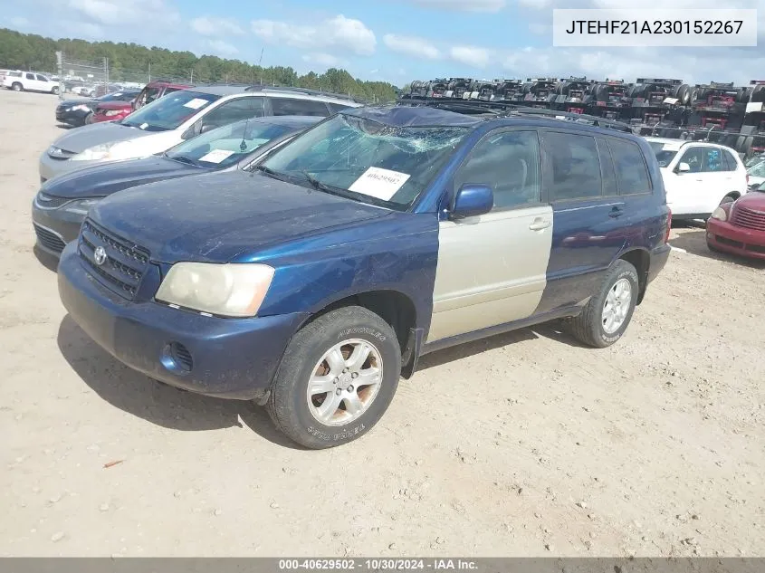 2003 Toyota Highlander V6 VIN: JTEHF21A230152267 Lot: 40629502