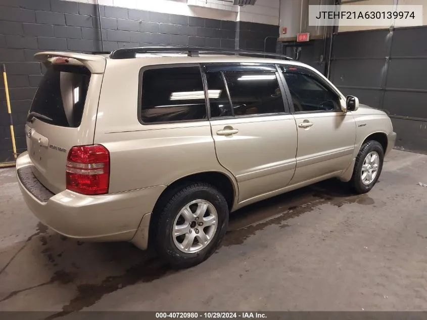 2003 Toyota Highlander Limited V6 VIN: JTEHF21A630139974 Lot: 40720980