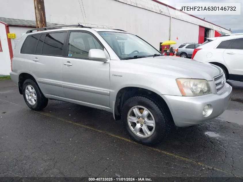 2003 Toyota Highlander Limited V6 VIN: JTEHF21A630146732 Lot: 40733025