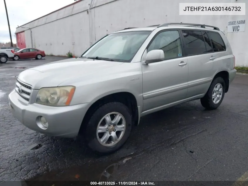 2003 Toyota Highlander Limited V6 VIN: JTEHF21A630146732 Lot: 40733025