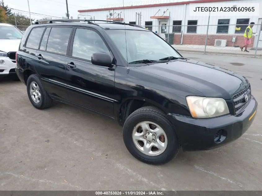 2003 Toyota Highlander VIN: JTEGD21A230060965 Lot: 40753028