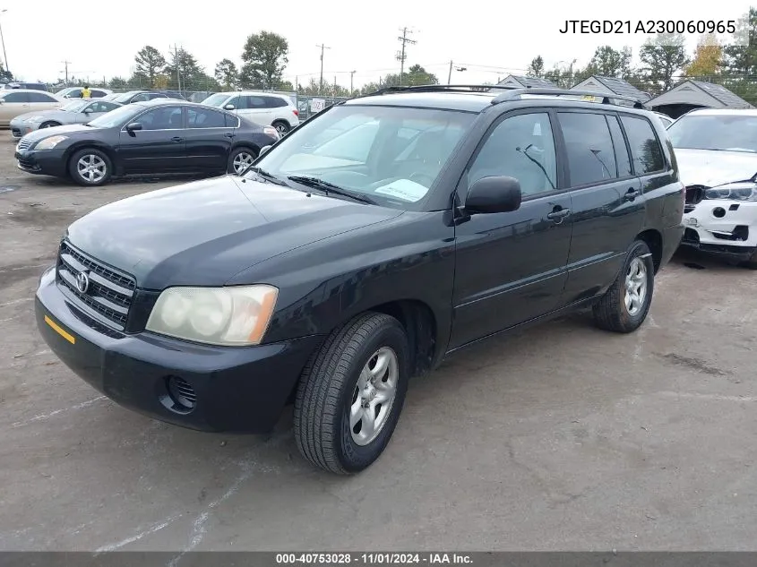 2003 Toyota Highlander VIN: JTEGD21A230060965 Lot: 40753028