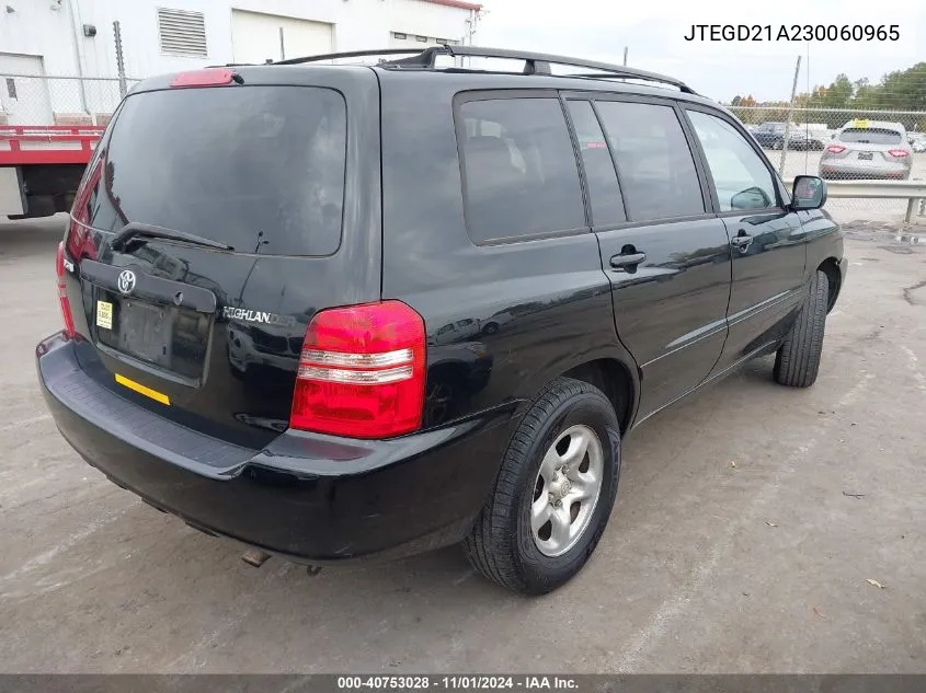 2003 Toyota Highlander VIN: JTEGD21A230060965 Lot: 40753028