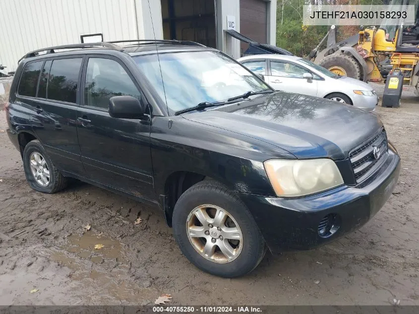 2003 Toyota Highlander V6 VIN: JTEHF21A030158293 Lot: 40755250