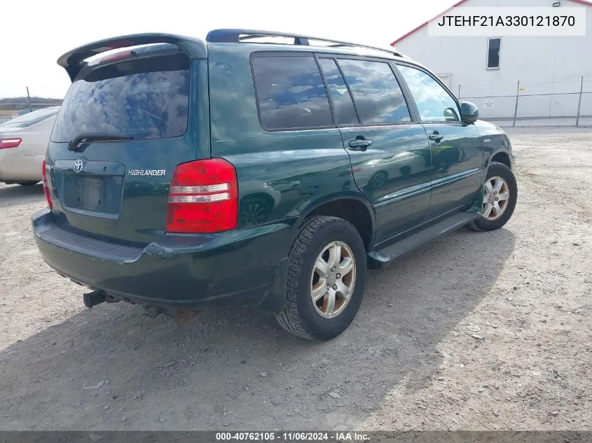 2003 Toyota Highlander Limited V6 VIN: JTEHF21A330121870 Lot: 40762105