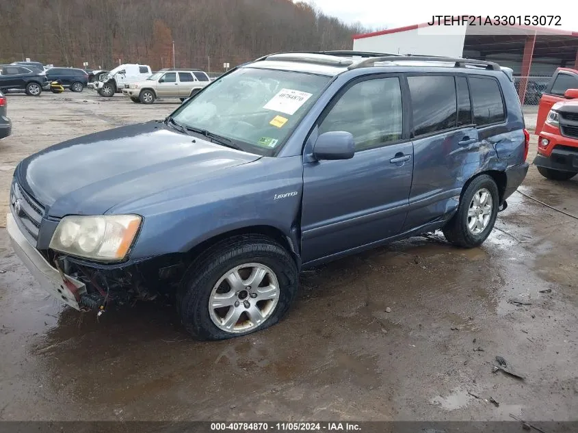 2003 Toyota Highlander Limited V6 VIN: JTEHF21A330153072 Lot: 40784870