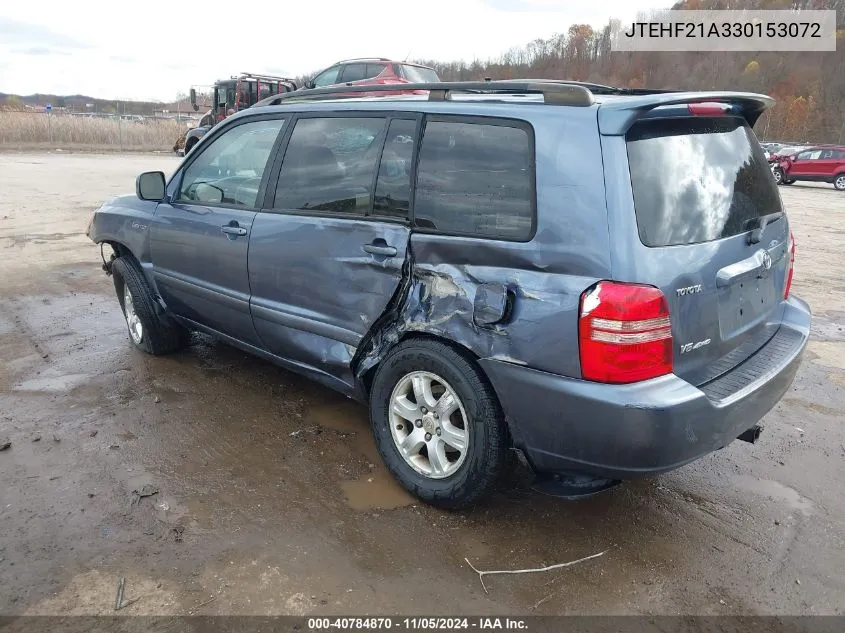 2003 Toyota Highlander Limited V6 VIN: JTEHF21A330153072 Lot: 40784870