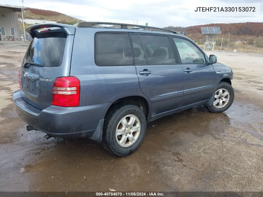 2003 Toyota Highlander Limited V6 VIN: JTEHF21A330153072 Lot: 40784870