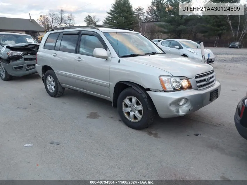 2003 Toyota Highlander V6 VIN: JTEHF21A430124809 Lot: 40794504