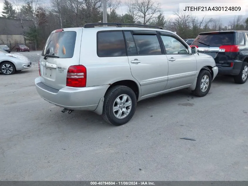 2003 Toyota Highlander V6 VIN: JTEHF21A430124809 Lot: 40794504