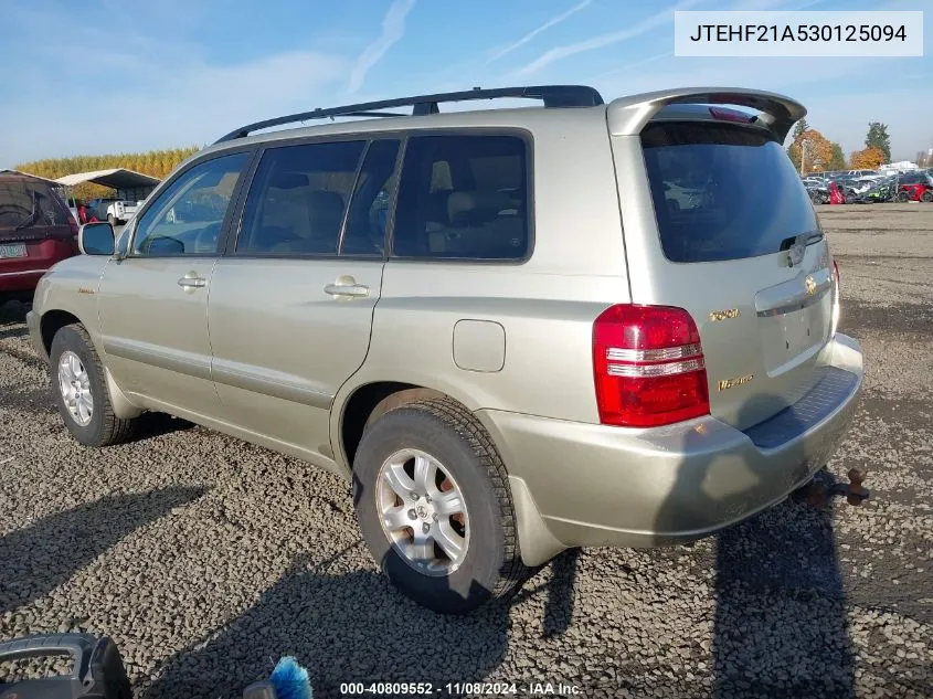 2003 Toyota Highlander Limited V6 VIN: JTEHF21A530125094 Lot: 40809552