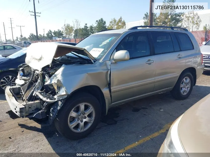 JTEGF21A130115786 2003 Toyota Highlander V6