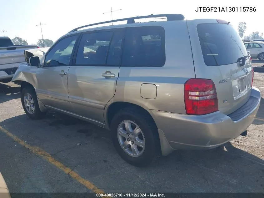 JTEGF21A130115786 2003 Toyota Highlander V6