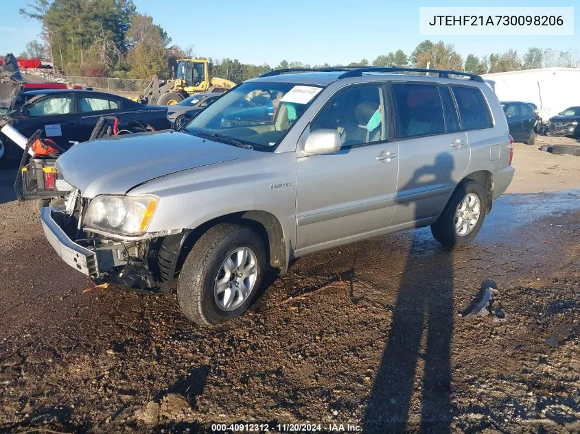 2003 Toyota Highlander Limited V6 VIN: JTEHF21A730098206 Lot: 40912312