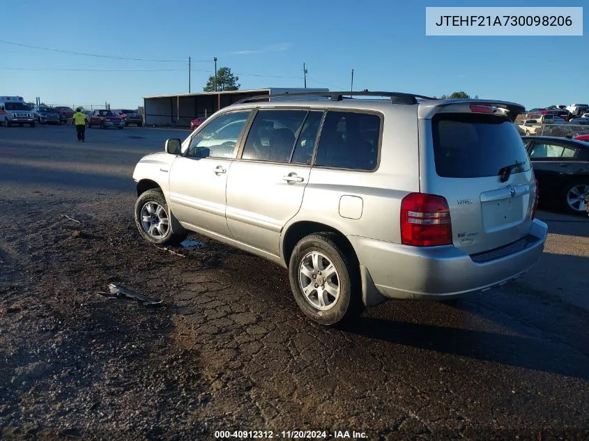 2003 Toyota Highlander Limited V6 VIN: JTEHF21A730098206 Lot: 40912312