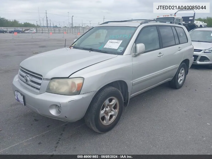 2004 Toyota Highlander VIN: JTEDD21A040085044 Lot: 40061603