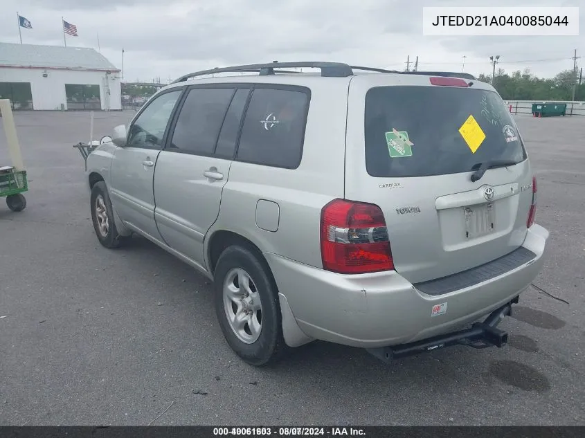 2004 Toyota Highlander VIN: JTEDD21A040085044 Lot: 40061603