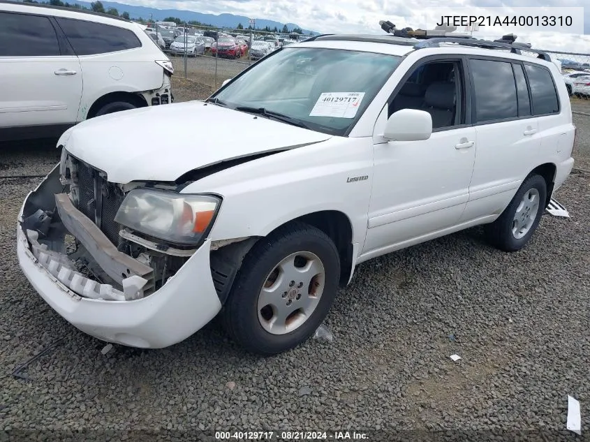 2004 Toyota Highlander Limited V6 VIN: JTEEP21A440013310 Lot: 40129717