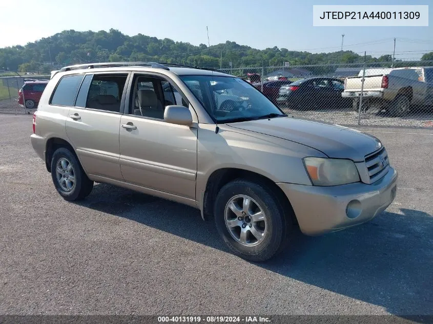 JTEDP21A440011309 2004 Toyota Highlander V6