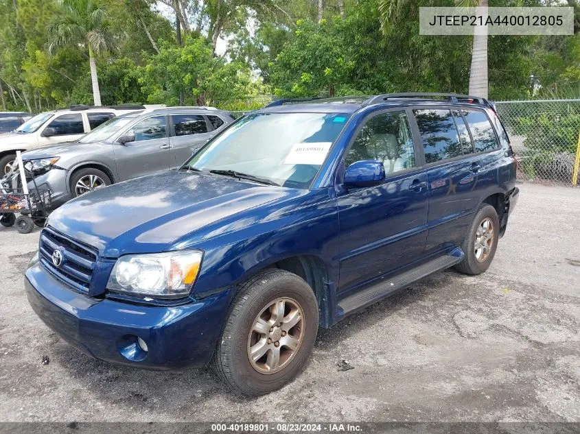 2004 Toyota Highlander V6 VIN: JTEEP21A440012805 Lot: 40189801