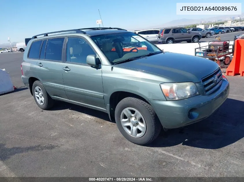 2004 Toyota Highlander VIN: JTEGD21A640089676 Lot: 40207471