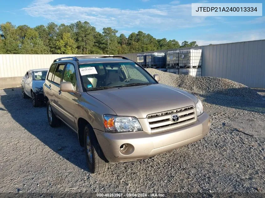 2004 Toyota Highlander V6 VIN: JTEDP21A240013334 Lot: 40253967