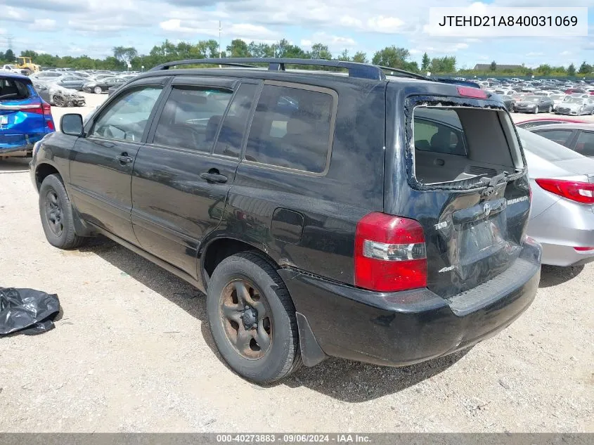 2004 Toyota Highlander VIN: JTEHD21A840031069 Lot: 40273883