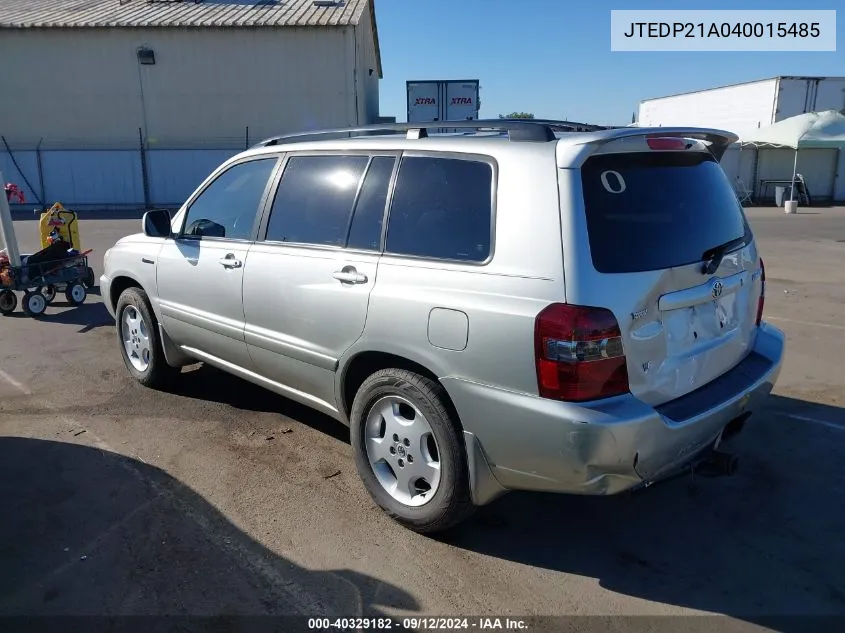 2004 Toyota Highlander Limited V6 VIN: JTEDP21A040015485 Lot: 40329182