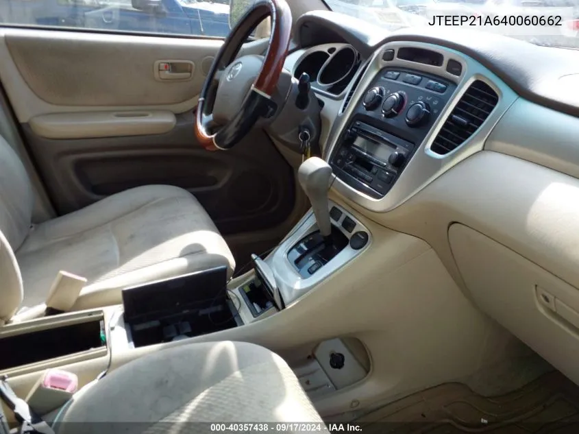 JTEEP21A640060662 2004 Toyota Highlander V6