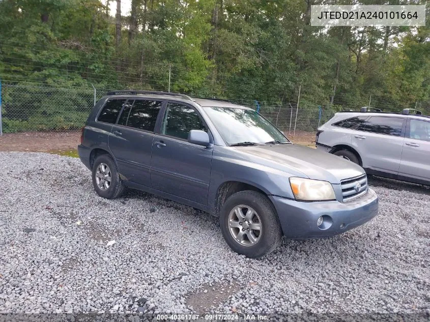 2004 Toyota Highlander VIN: JTEDD21A240101664 Lot: 40361787