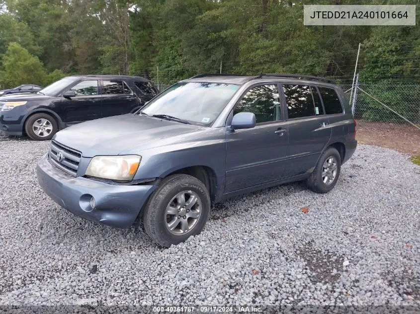 2004 Toyota Highlander VIN: JTEDD21A240101664 Lot: 40361787