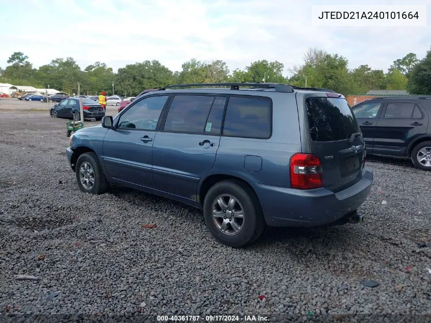 2004 Toyota Highlander VIN: JTEDD21A240101664 Lot: 40361787