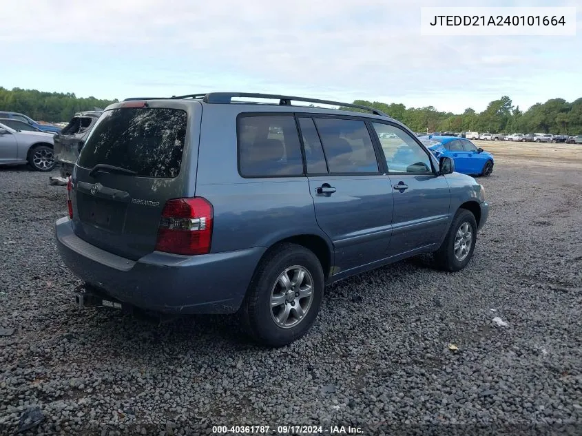 2004 Toyota Highlander VIN: JTEDD21A240101664 Lot: 40361787