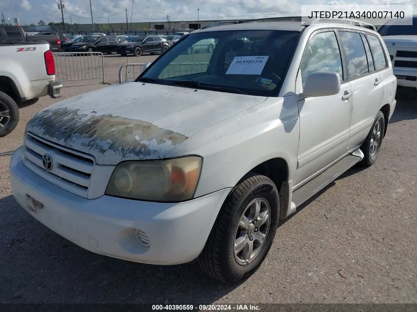 JTEDP21A340007140 2004 Toyota Highlander V6