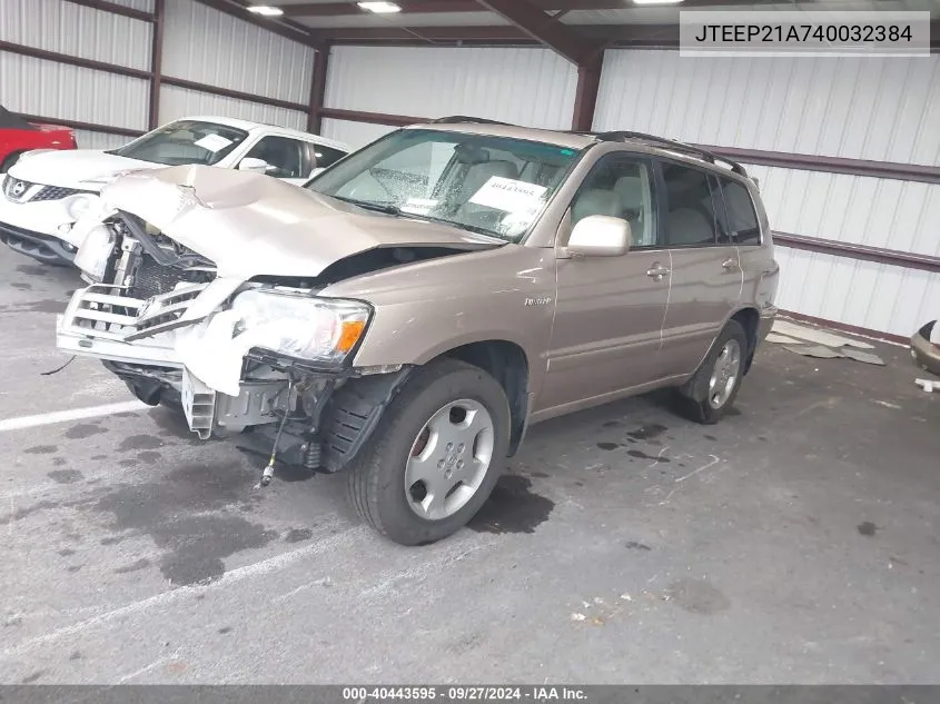 JTEEP21A740032384 2004 Toyota Highlander Limited V6